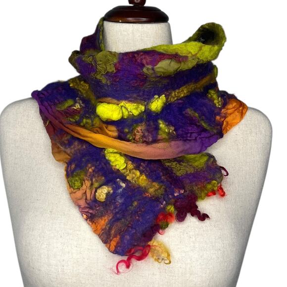 Fiber Artist Ruby Rice Women's Scarf Abstract Art To Wear Multicolored Artisan - Picture 1 of 9